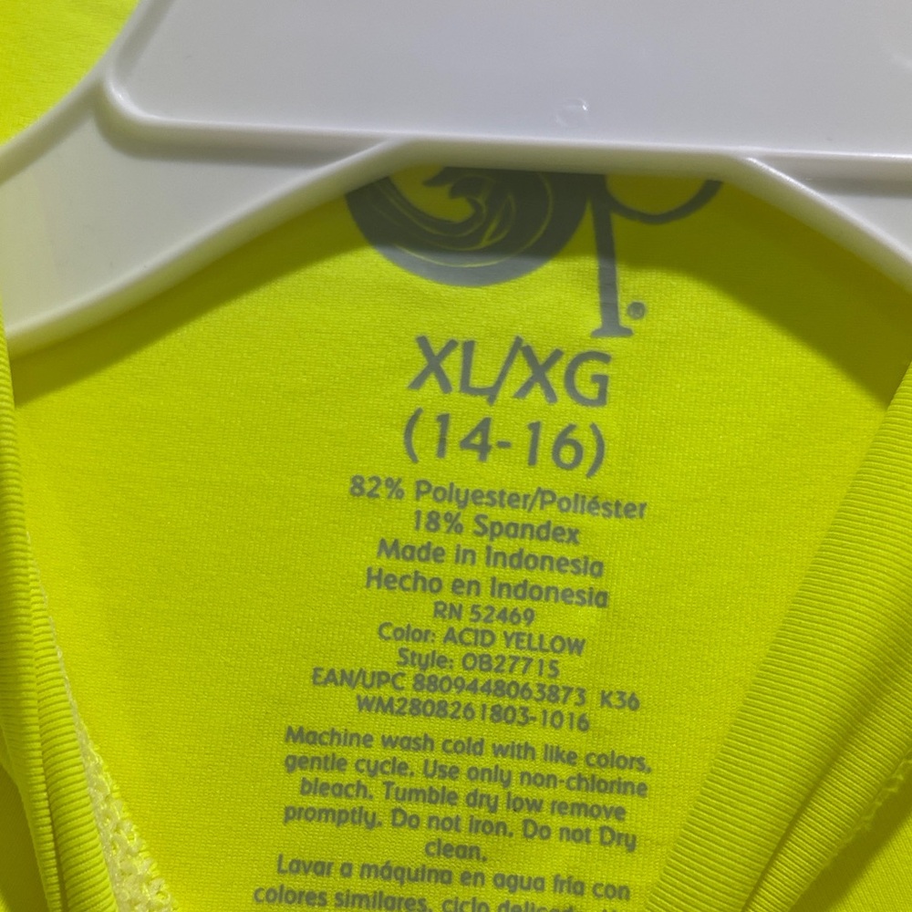 Neon Yellow Rash Guard with Bathing Suit - Picture 2 of 3